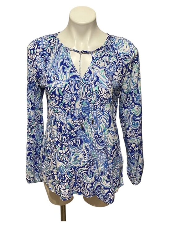 Lilly Pulitzer Tops - Lilly Pulizer Small Willa Long Sleeve Neck Tie Top